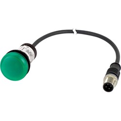 Signaallamp, RMQ Compact, groen, vlak, 0no/0nc, M12A-male, kabel zwart